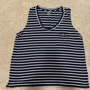 Market & Spruce Navy Striped Women's Top